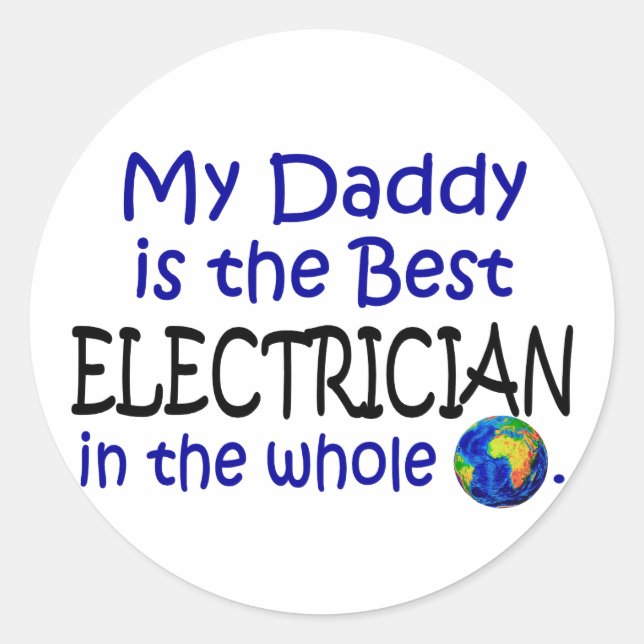 Sticker Rond Meilleur Électricien Au Monde (Papa) (Devant)