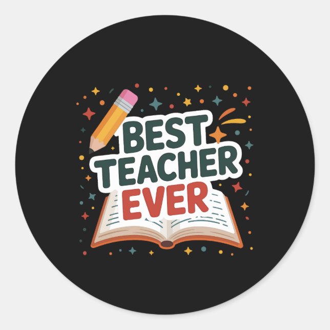 Sticker Rond Meilleur enseignant jamais (Devant)