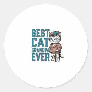 Sticker Rond Meilleur Grand-Père Chat Incroyable Chemise Vintag