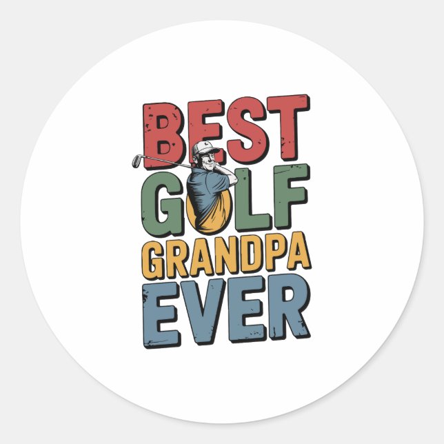 Sticker Rond Meilleur Grand-Père De Golf (Devant)