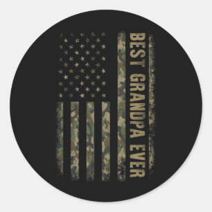 Sticker Rond Meilleur Grand-Père Jamais Camouflage Drapeau Amér