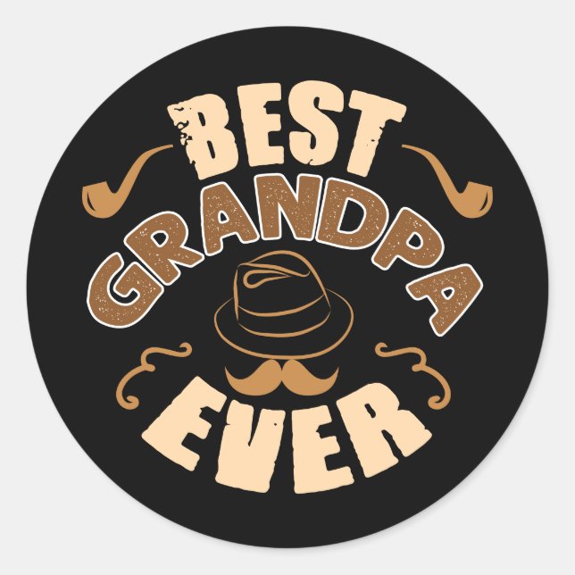 Sticker Rond Meilleur grand-père jamais - Illustration Casquett (Devant)