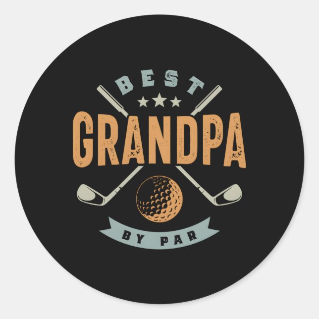 Sticker Rond Meilleur Grand-Père Par Par Golf Grand-Père Golf (Devant)