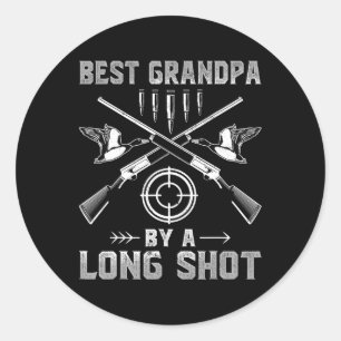 Sticker Rond Meilleur Grand-Père Par Un Long Tir - Hommes Deer 