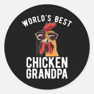 Sticker Rond Meilleur Grand-Père Poule Amateur de Poulet au Mon