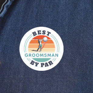 Sticker Rond Meilleur Groomsman Par Par Custom Retro Mariage