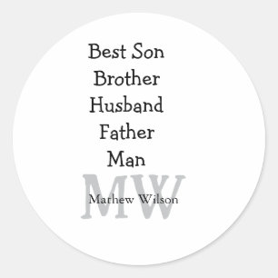 Sticker Rond Meilleur homme fils mari papa cite ajouter un nom