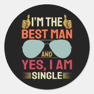 Sticker Rond Meilleur homme Mariage Groomsmen Funny Bride Bache