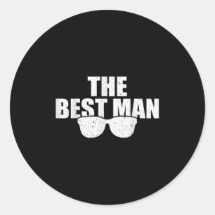 Sticker Rond Meilleur homme Mariage Groomsmen Funny Bride Bache