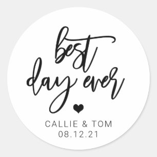 Sticker Rond Meilleur Jour Jour Jeu de mariage Script Favoriser