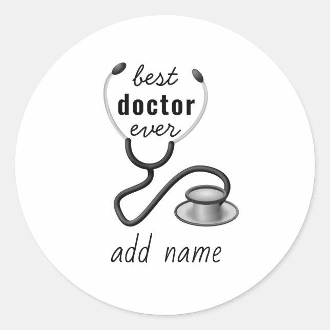 Sticker Rond Meilleur Médecin Personnalisé Merci Médecin (Devant)