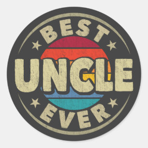 Sticker Rond Meilleur oncle jamais rétro Vintage oncle Fête des