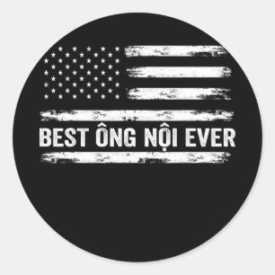 Sticker Rond Meilleur Ong Noi Ever USA Drapeau Vietnamien Grand