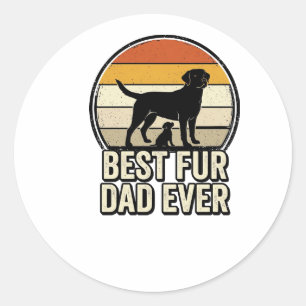 Sticker Rond Meilleur Papa à Fourrure Vintage Conception de Che