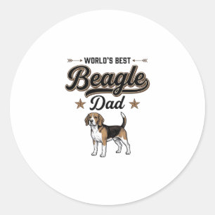 Sticker Rond Meilleur Papa Beagle du Monde Chien Vintage