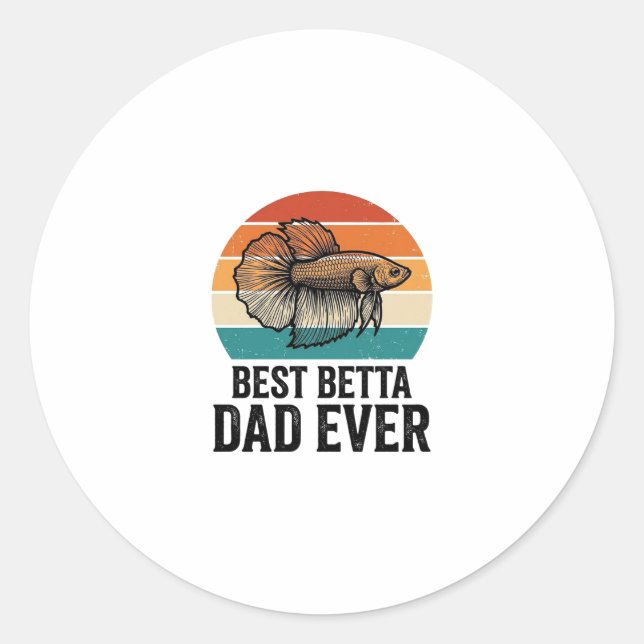 Sticker Rond Meilleur Papa Betta Ever Création de Poisson Vinta (Devant)