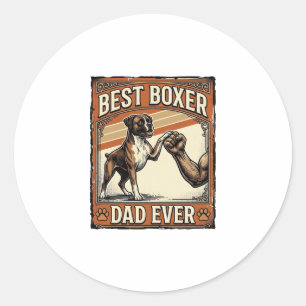 Sticker Rond Meilleur Papa Boxer de Tous les Temps Vintage Papa