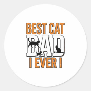 Sticker Rond Meilleur Papa Chat du Monde Design de Chemise Vint