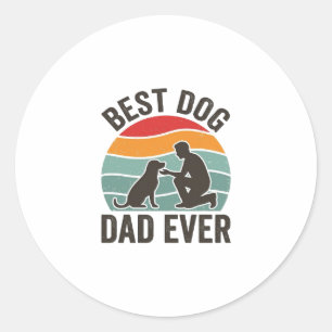 Sticker Rond Meilleur Papa Chien Ever Vintage Sunset Conception