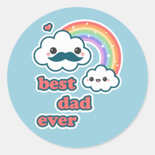 Sticker Rond Meilleur Papa Cloud