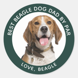 Sticker Rond Meilleur Papa de Beagle de loin Photo de Compagnie