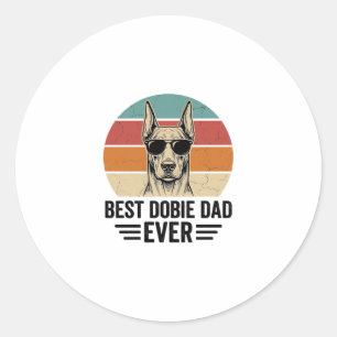 Sticker Rond Meilleur papa de Dobie jamais T-shirt vintage Dobe