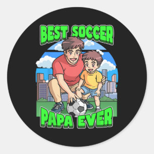 Sticker Rond Meilleur Papa de Football Célébrez la Fête des Pèr