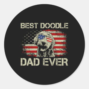 Sticker Rond Meilleur Papa Doodle de tous les temps Goldendoodl