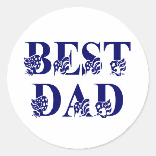 Sticker Rond Meilleur papa, Drapeau bleu Texte