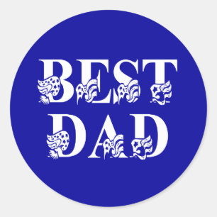 Sticker Rond Meilleur papa, Drapeau White Text
