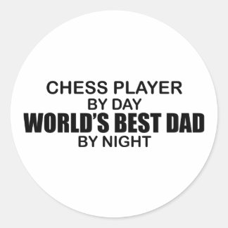 Sticker Rond Meilleur papa du monde d'échecs par nuit