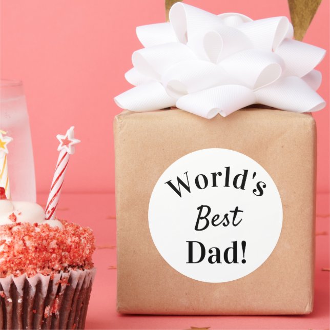 Sticker Rond meilleur papa du monde ! fêtes des pères design mo (Fête)