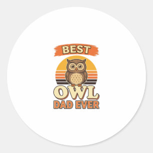 Sticker Rond Meilleur papa hibou jamais design de t-shirt gravu
