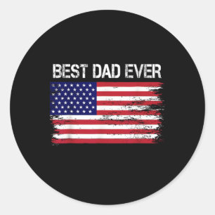 Sticker Rond Meilleur Papa Jamais Avec Nous Drapeaux Américains