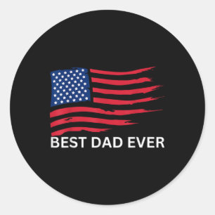 Sticker Rond Meilleur Papa Jamais Avec Nous Drapeaux Américains
