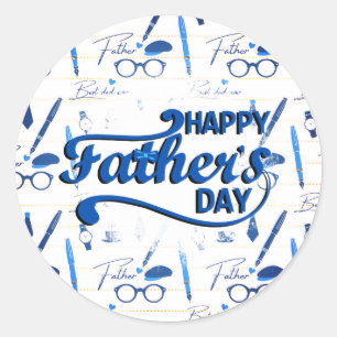 Sticker Rond Meilleur Papa Jamais, Bonne Fête des pères