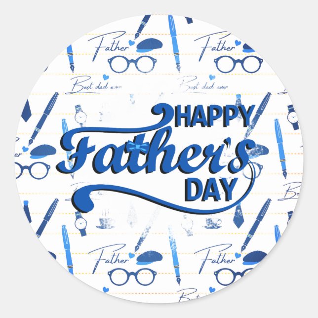 Sticker Rond Meilleur Papa Jamais, Bonne Fête des pères (Devant)