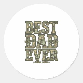 Sticker Rond Meilleur Papa Jamais Camo Design de Gravure Vintag