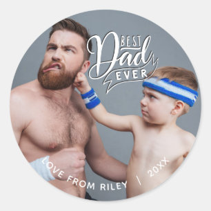 Sticker Rond Meilleur papa jamais Modèle photo