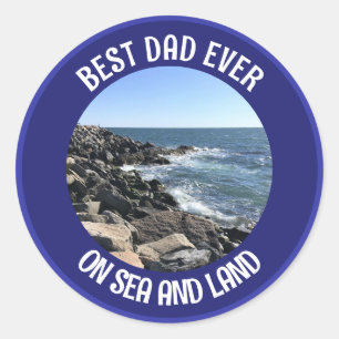 Sticker Rond Meilleur papa jamais photo de l'océan Atlantique b