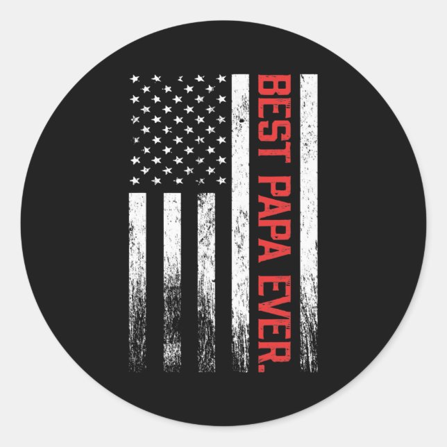 Sticker Rond Meilleur papa jamais US American flag cadeau pour  (Devant)