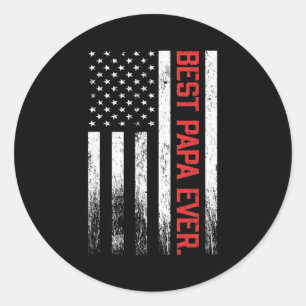 Sticker Rond Meilleur papa jamais US American flag cadeau pour