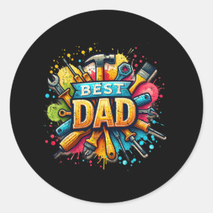 Sticker Rond Meilleur papa Outils Artiste Papa Papa Papa Père P