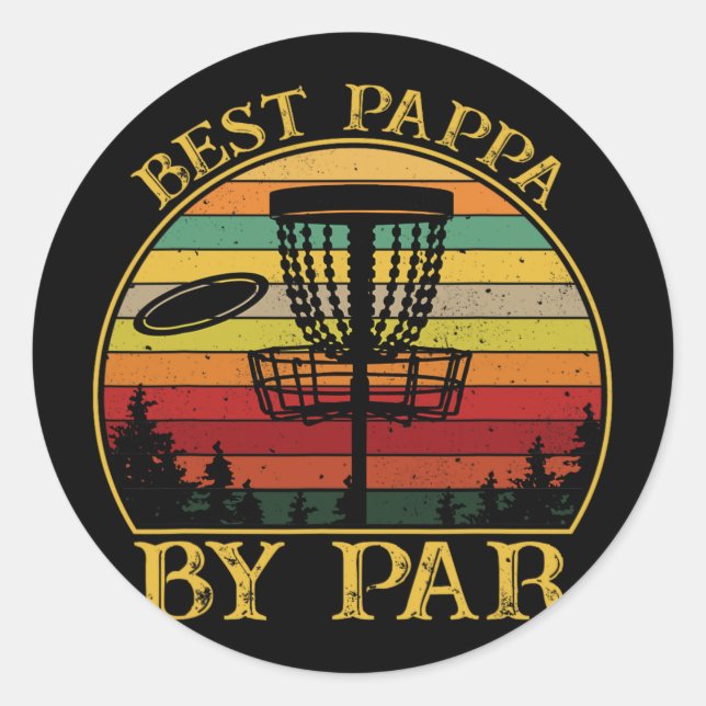 Sticker Rond Meilleur Papa Par Funny Disc Golfing Dad  (Devant)