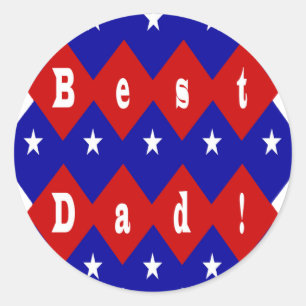 Sticker Rond Meilleur papa Stars & Diamonds Typographie Rouge &