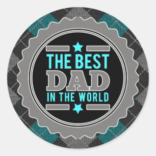 Sticker Rond Meilleur papa sur le Jacquard mondial