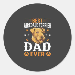 Sticker Rond Meilleur papa terrier Airedale de tous les temps A