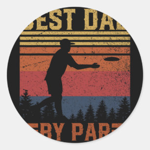 Sticker Rond Meilleur Papa Vintage Par Disc Golf Papa Fête des