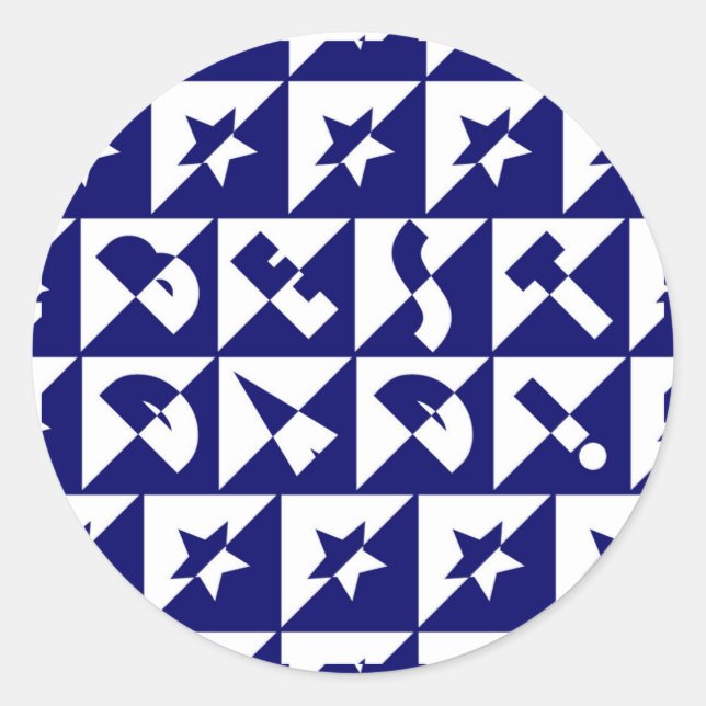 Sticker Rond Meilleur papa Wild Texte Motif & Étoiles Bleu & Bl (Devant)