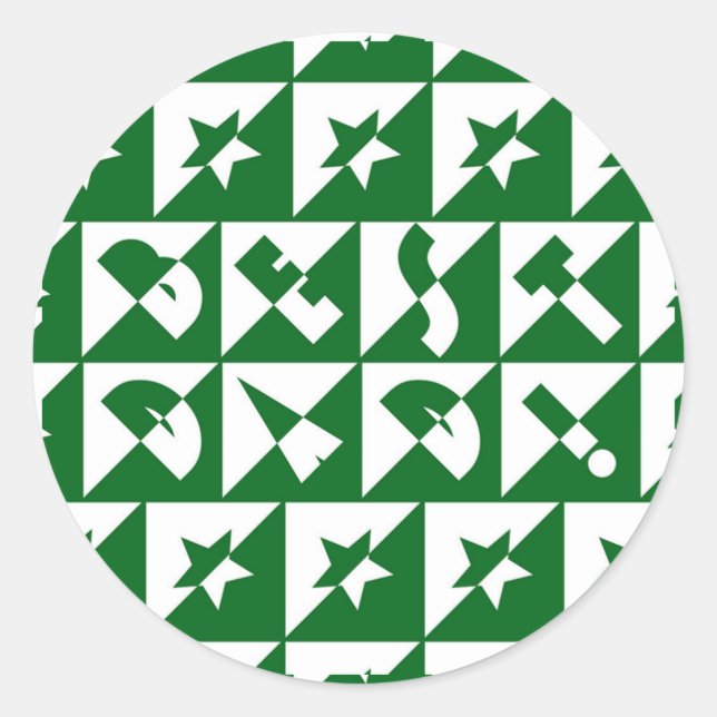 Sticker Rond Meilleur papa Wild Texte Motif & Étoiles Vert & Bl (Devant)